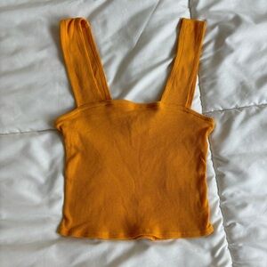 Yellow Square Neck Tank Crop Top
